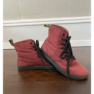 Dr. Martens Women Size 7 Air Wair Shoreditch Canvas Combat Boots Maroon Red